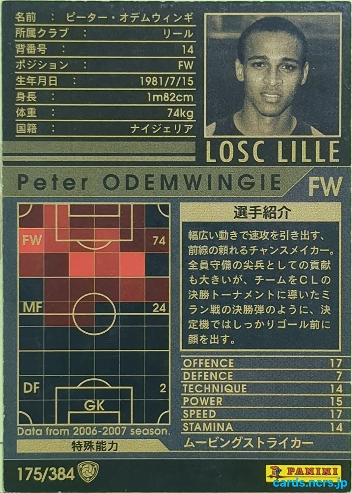 Panini WCCF Football WCCF/2006-2007-175/384 N Peter ODEMWINGIE Trading Card EX
