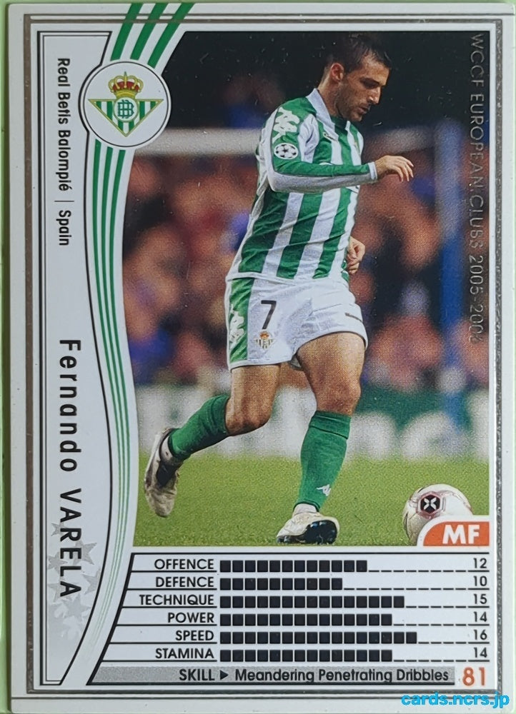 Panini WCCF Football WCCF/2005-2002-302/336 N Fernando Varela Trading Card EX