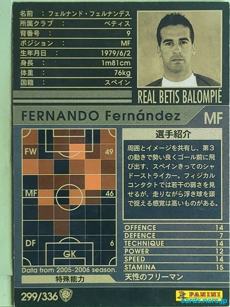 Panini WCCF Football WCCF/2004-2005-299/336 N Fernando Fernández Trading Card EX