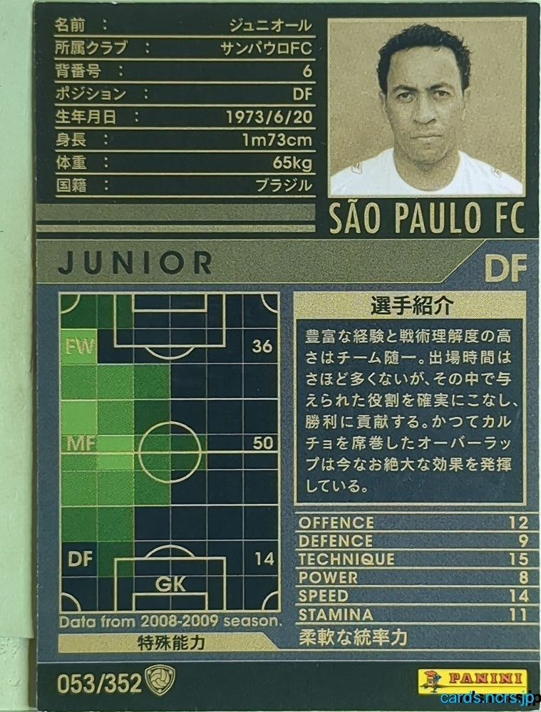 Panini WCCF Football WCCF/2008-2009-053/352 N Júnior Trading Card EX