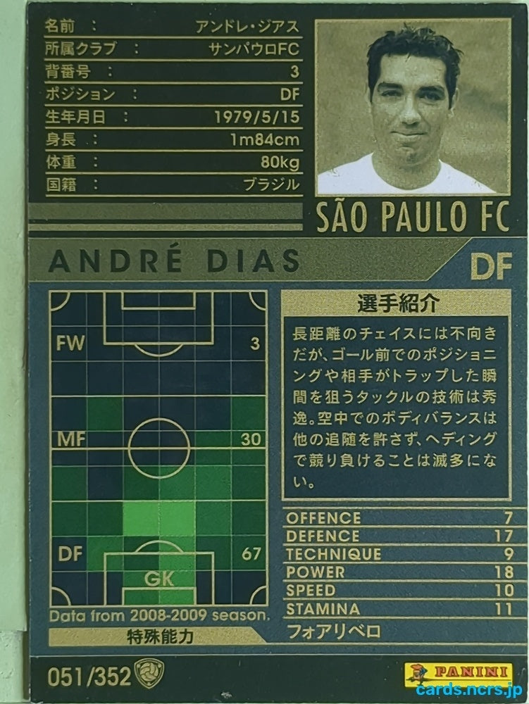 Panini WCCF Football WCCF/2008-2009-051/352 N André Dias Trading Card EX