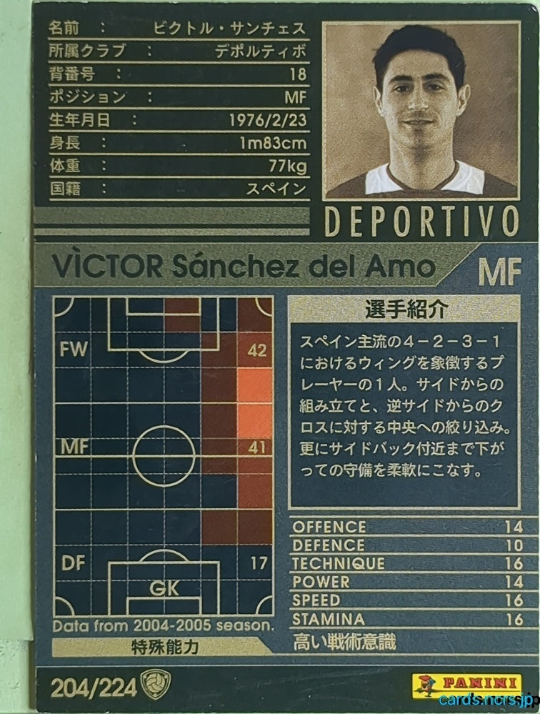 Panini WCCF Football WCCF/2004-2005-204/224 N Victor Sánchez del Amo Trading Card EX