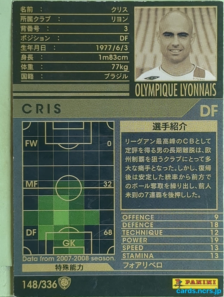 Panini WCCF Football WCCF/2007-2008-148/336 N Cristian Chivu Trading Card EX