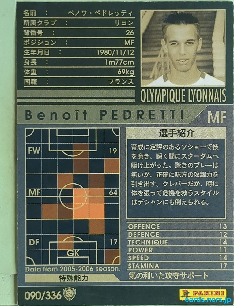Panini WCCF Football WCCF/2005-2006-090/336 N Benoît Pedretti Trading Card EX