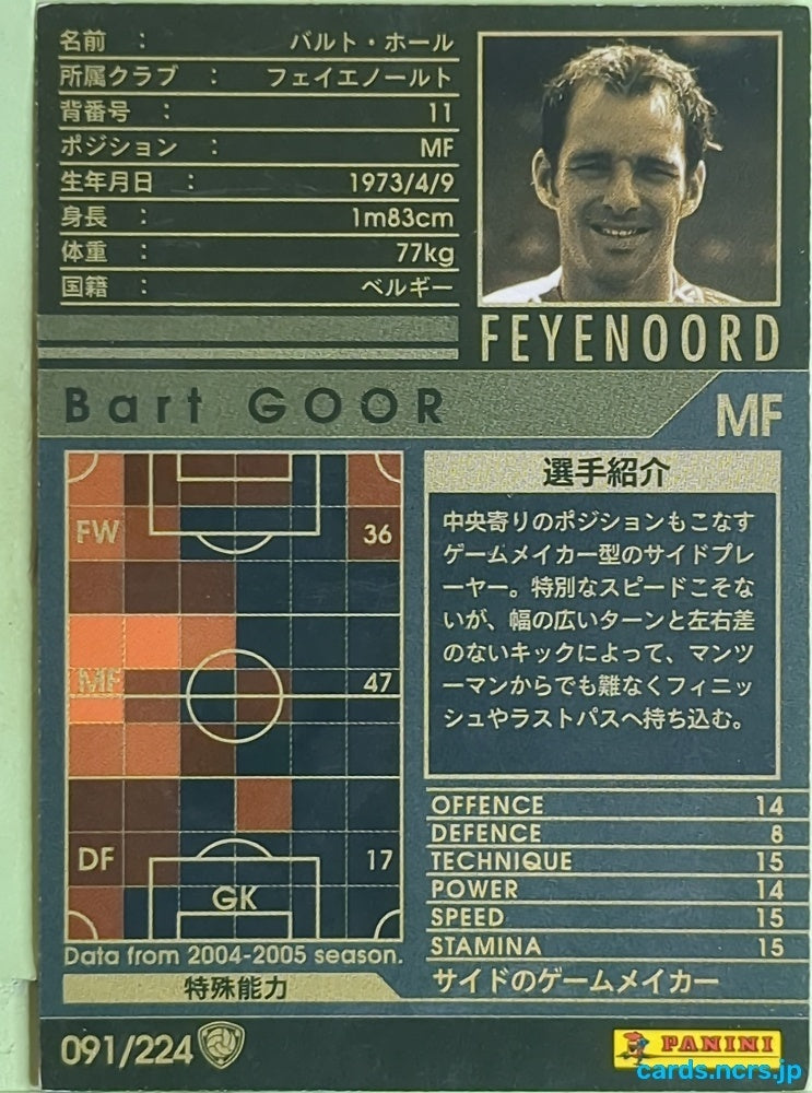 Panini WCCF Football WCCF/2004-2005-091/224 N Bart Goor Trading Card EX