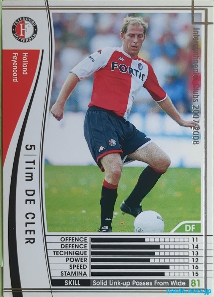 Panini WCCF Football WCCF/2007-2008-195/336 N Tim DE CLER Trading Card EX