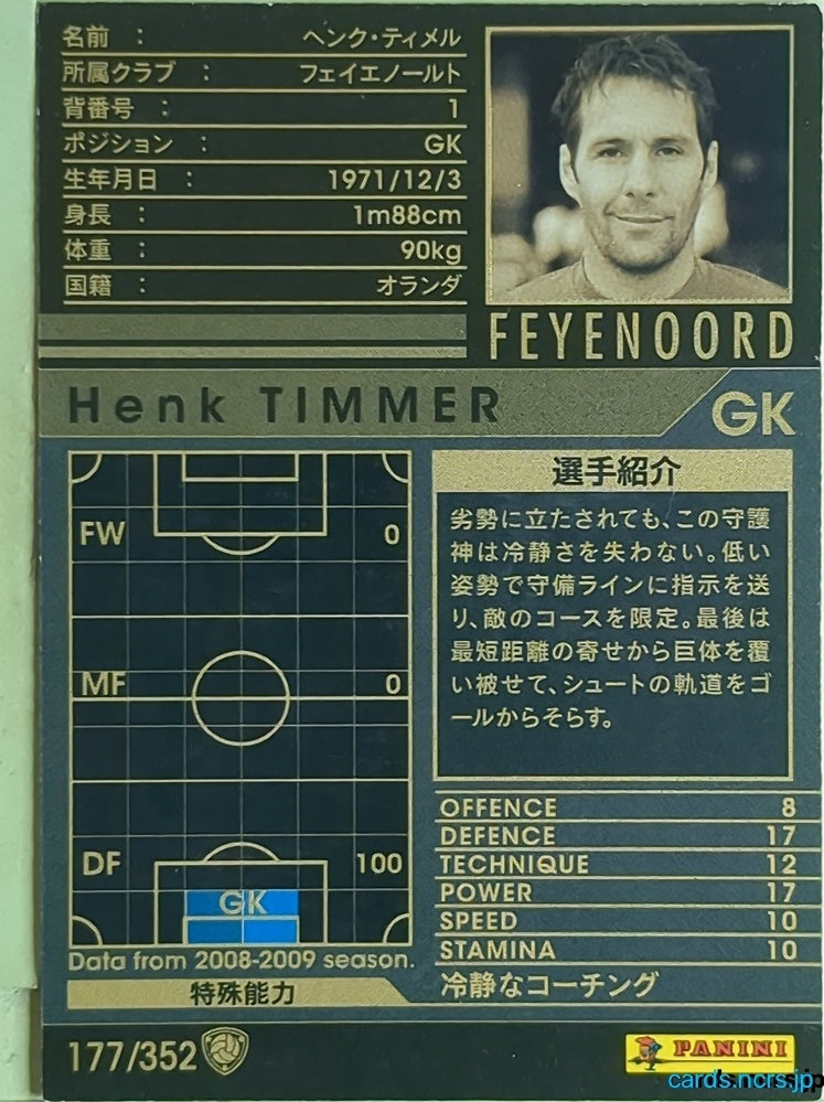 Panini WCCF Football WCCF/2008-2009-177/352 N Henk Timmer Trading Card EX