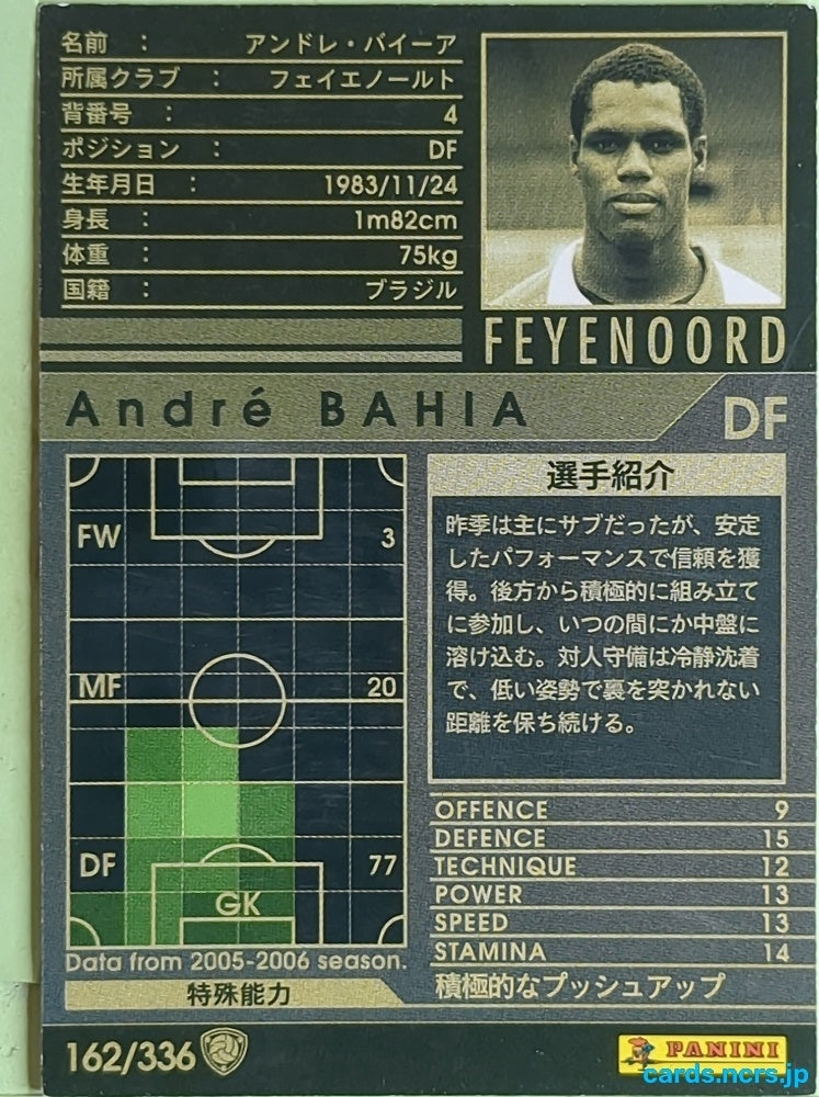 Panini WCCF Football WCCF/2005-2006-162/336 N Andre Bahia Trading Card EX