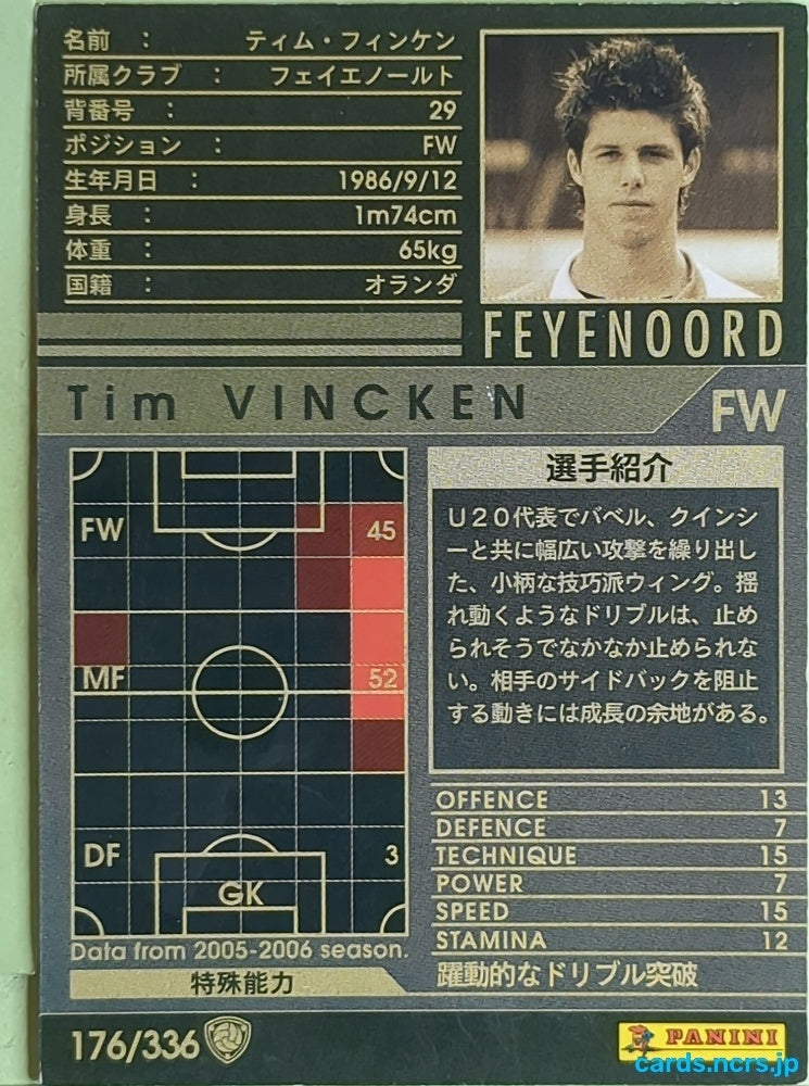 Panini WCCF Football WCCF/2005-2006-176/336 N Tim Vincken Trading Card EX
