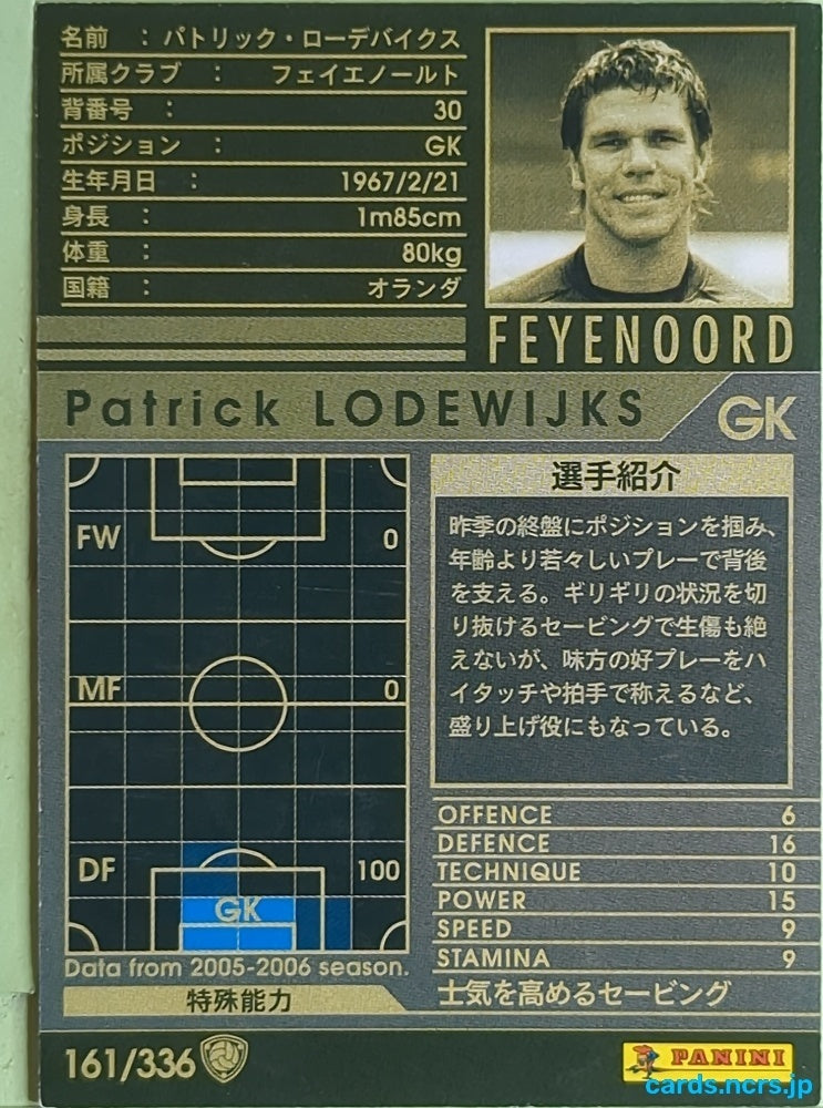 Panini WCCF Football WCCF/2005-2006-161/336 N Patrick Lodewijks Trading Card EX