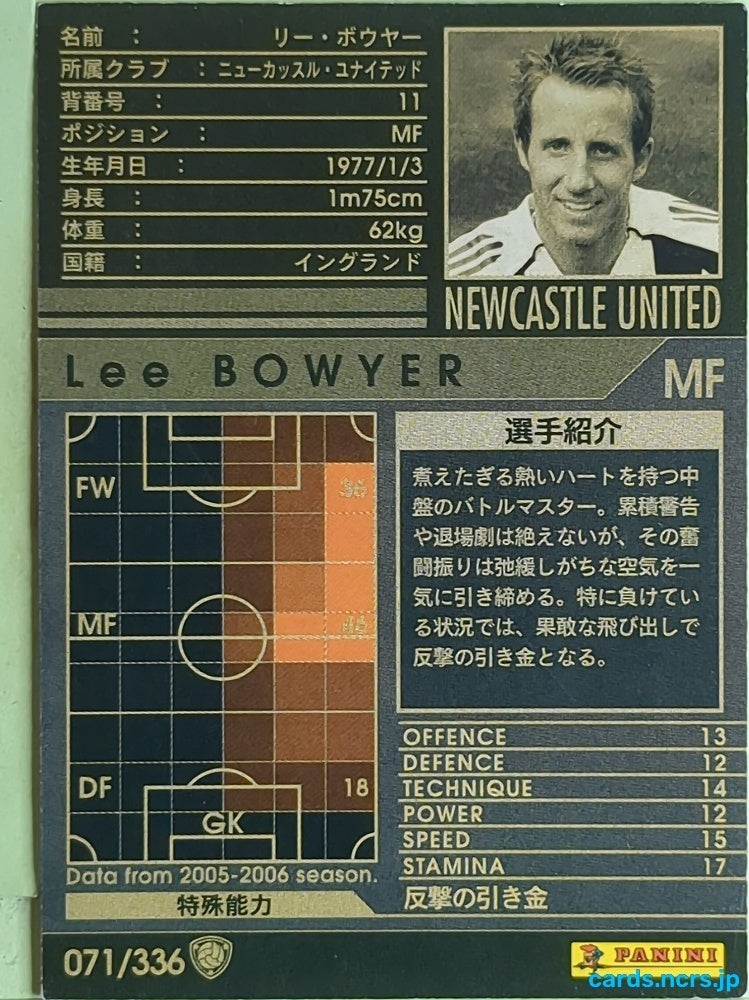 Panini WCCF Football WCCF/2005-2006-071/336 N Lee Bowyer Trading Card EX
