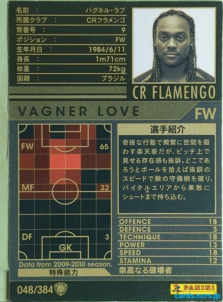 Panini WCCF Football WCCF/2009-2010-048/384 N Vagner Love Trading Card EX