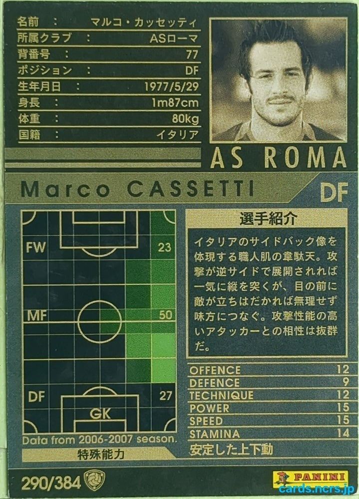 Panini WCCF Football WCCF/2006-2007-290/384 N Marco CASSETTI Trading Card EX
