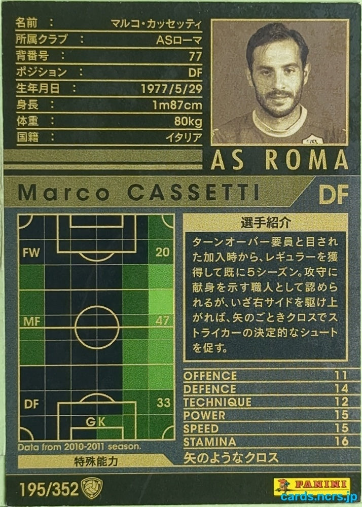 Panini WCCF Football WCCF/2010-2011-195/352 N Marco CASSETTI Trading Card EX