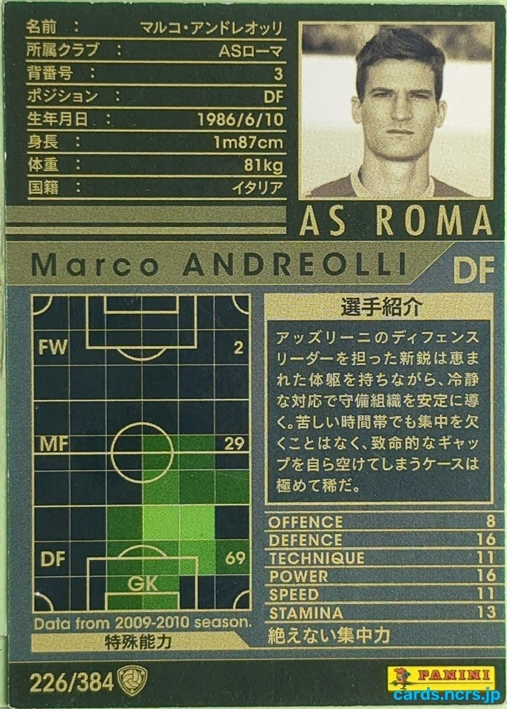 Panini WCCF Football WCCF/2009-2010-226/384 N Marco ANDREOLLI Trading Card EX