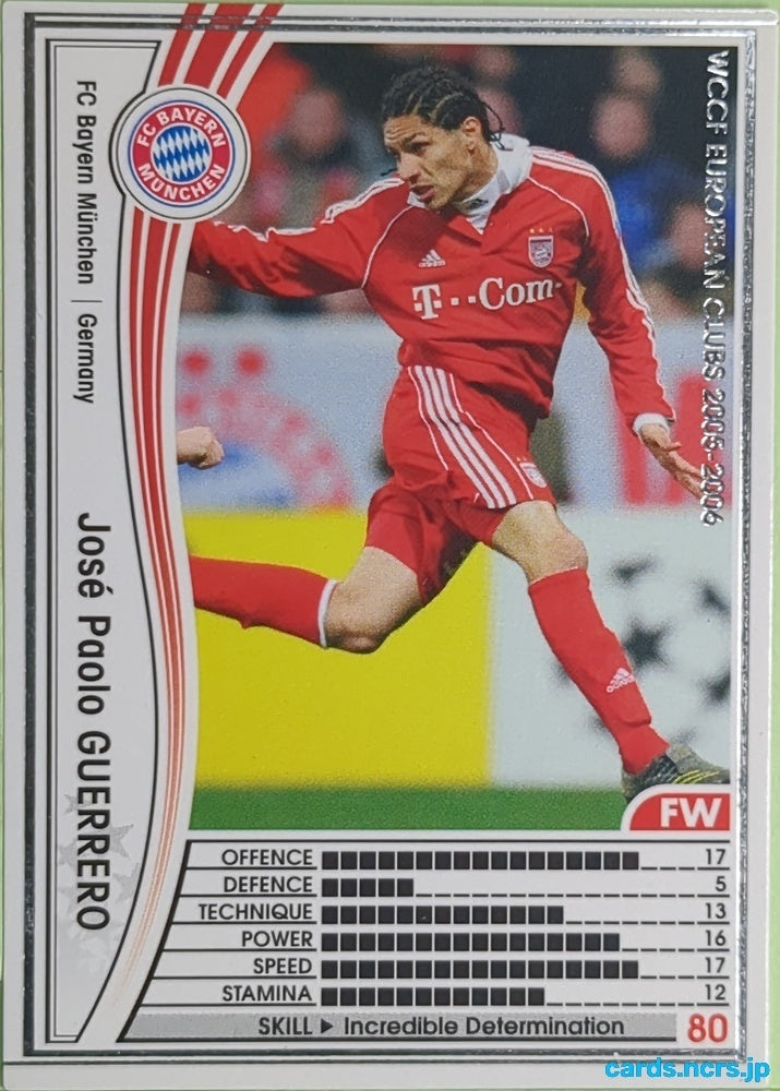 Panini WCCF Football WCCF/2005-2006-141/336 N José Paolo Guerrero Trading Card EX