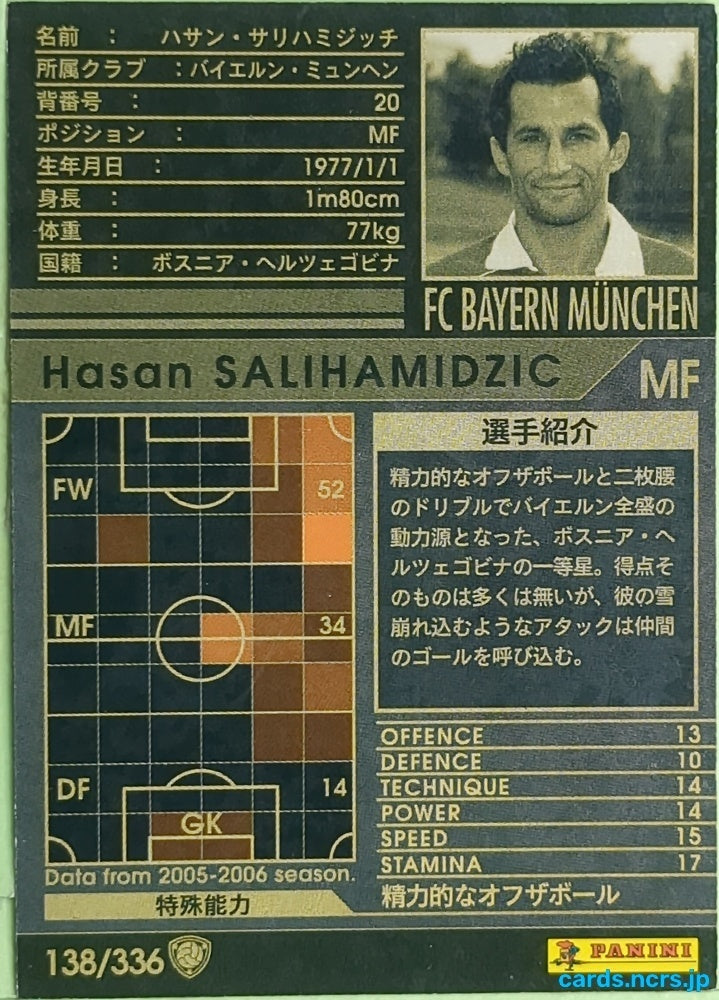 Panini WCCF Football WCCF/2005-2006-138/336 N Hasan Salihamidžić Trading Card EX