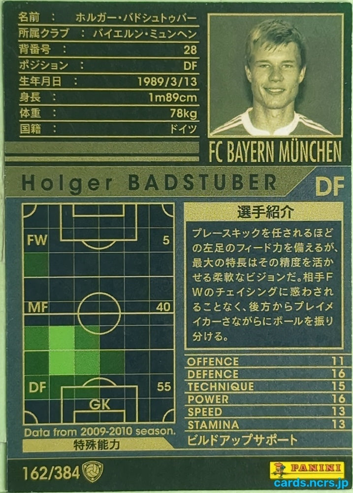 Panini WCCF Football WCCF/2009-2010-162/384 N Holger Badstuber Trading Card EX