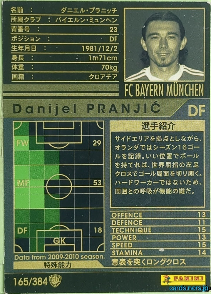Panini WCCF Football WCCF/2009-2010-165/384 N Danijel Pranjić Trading Card EX