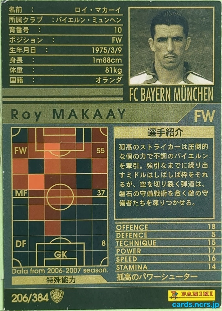 Panini WCCF Football WCCF/2006-2007-206/384 N Roy Makaay Trading Card EX