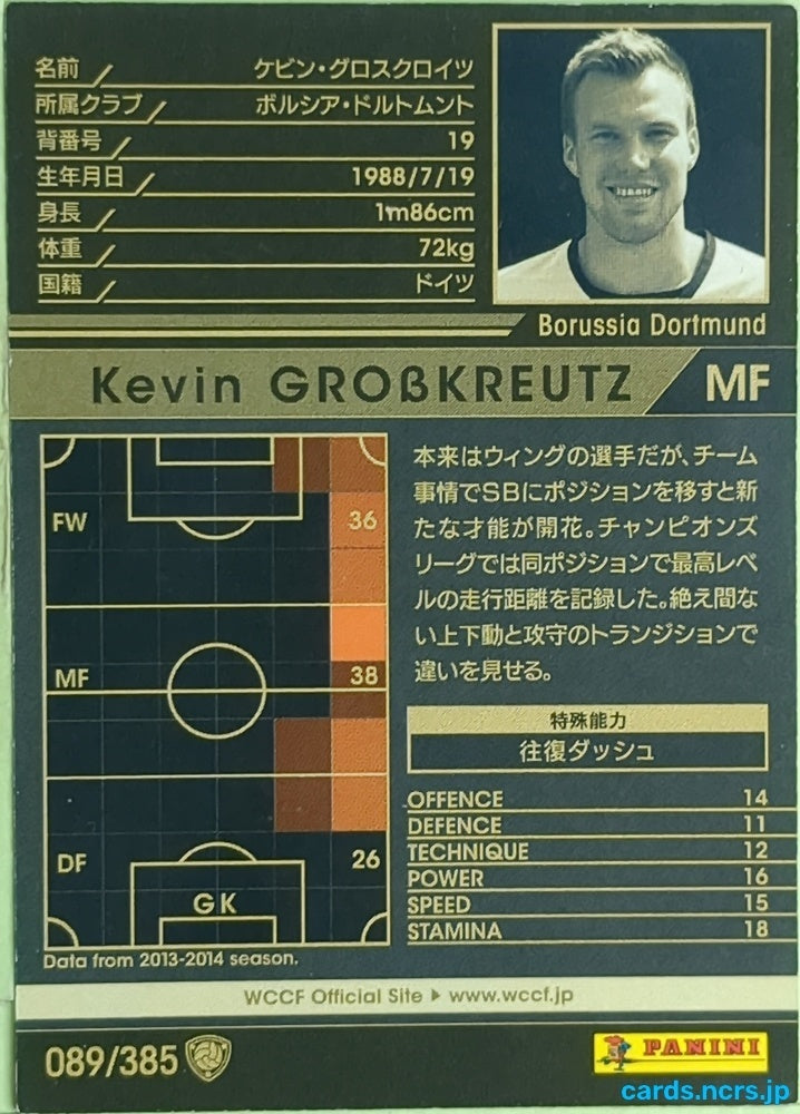 Panini WCCF Football WCCF/2013-2014-089/385 N Kevin Großkreutz Trading Card EX