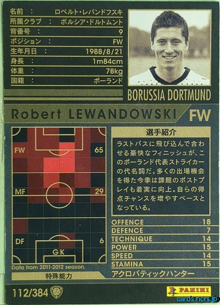 Panini WCCF Football WCCF/2011-2012-112/384 N Robert Lewandowski Trading Card EX