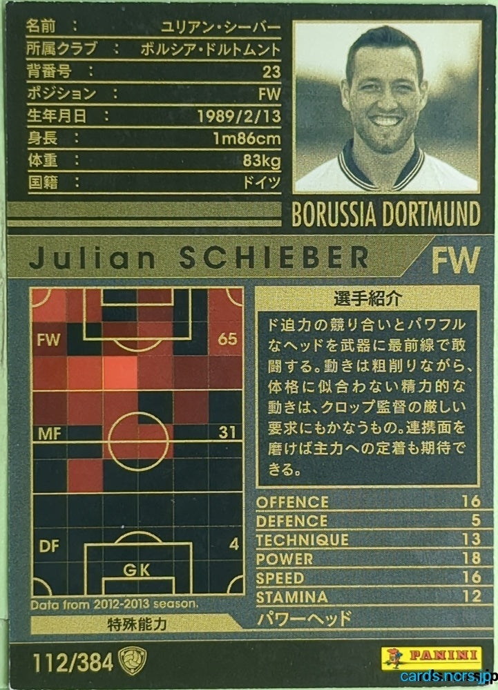 Panini WCCF Football WCCF/2012-2013-112/384 N Julian SCHIEBER Trading Card EX