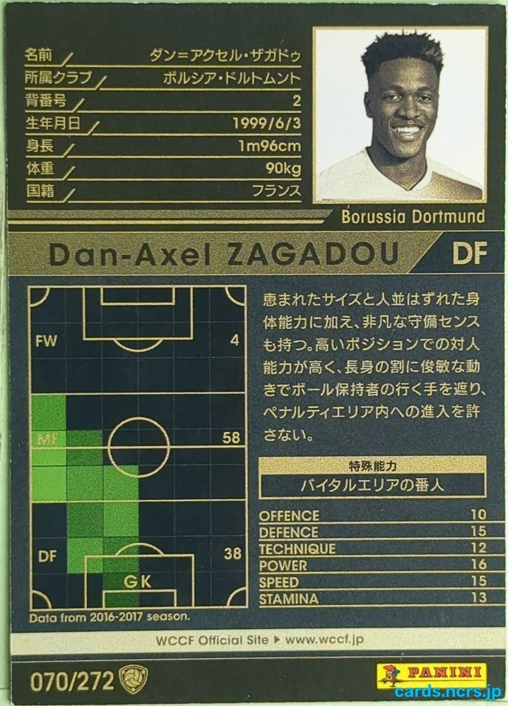 Panini WCCF Football WCCF/2017-2018-070/272 N Dan-Axel Zagadou Trading Card EX