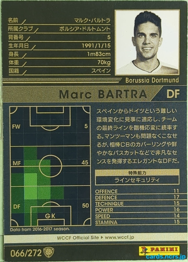 Panini WCCF Football WCCF/2017-2018-066/272 N Marc Bartra Trading Card EX