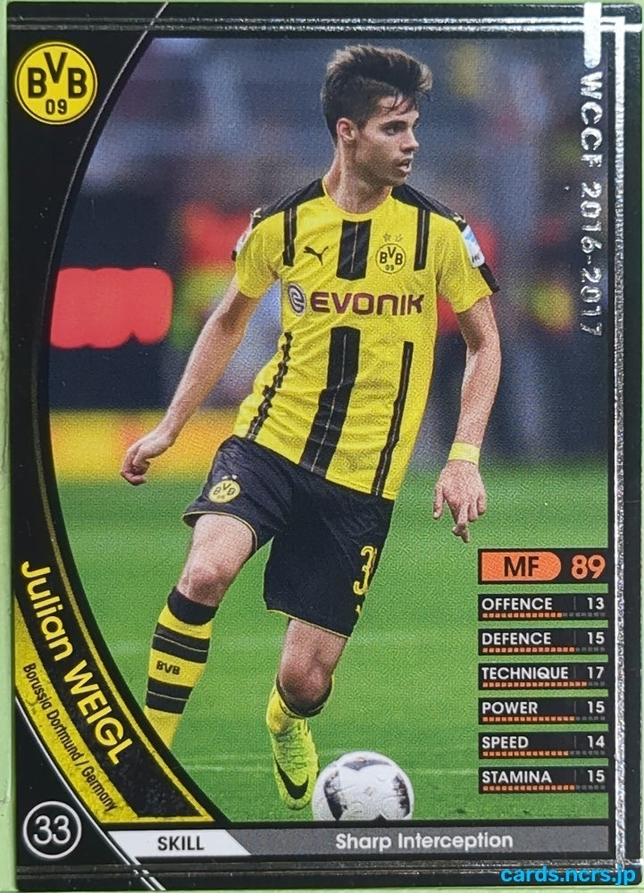 Panini WCCF Football WCCF/2016-2017-110/389 N Julian Weigl Trading Card EX