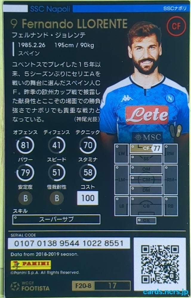 FOOTISTA Football FOOTISTA/F20-8-017 Fernando Llorente Trading Card EX