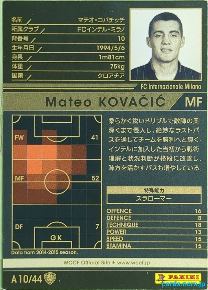 Panini WCCF Football WCCF/2014-2015-A10/44 N Mateo KOVAČIĆ Trading Card EX