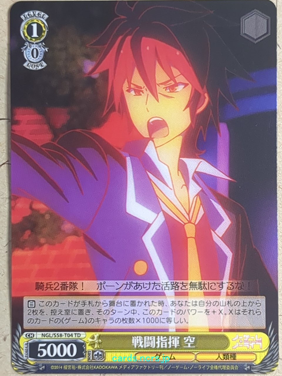 Weiss Schwarz No Game, No Life -Sora-   Trading Card NGL/S58-T04TD