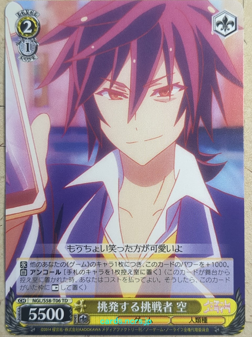 Weiss Schwarz No Game, No Life -Sora-   Trading Card NGL/S58-T06TD